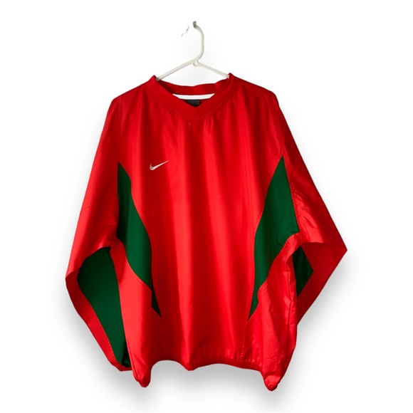 Nike Other - Vintage Red Green Nike Y2K V-neck Clima-fit Windbreaker Pullover